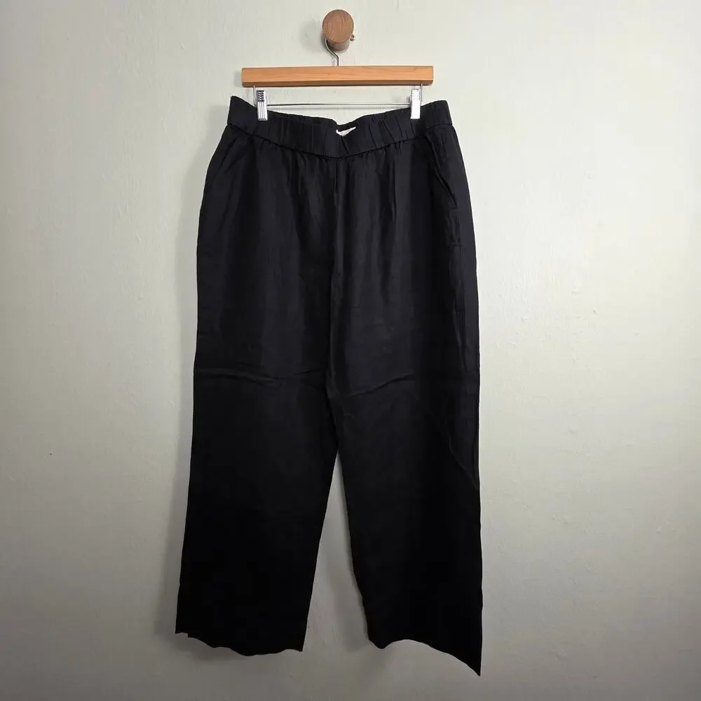 NWT Everlane European Flax Linen Black Easy Pant Black XL